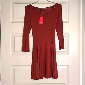 NWT Forever 21 rust fit and flare stretchy lace up back skater dress